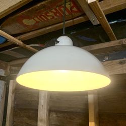 Vintage White Midcentury Mcm Industrial Hanging Light 