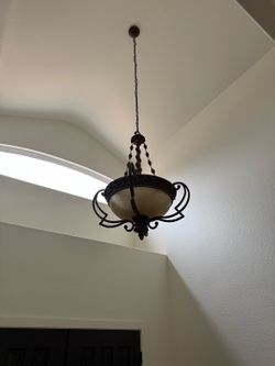 Bronze and Glass chandelier