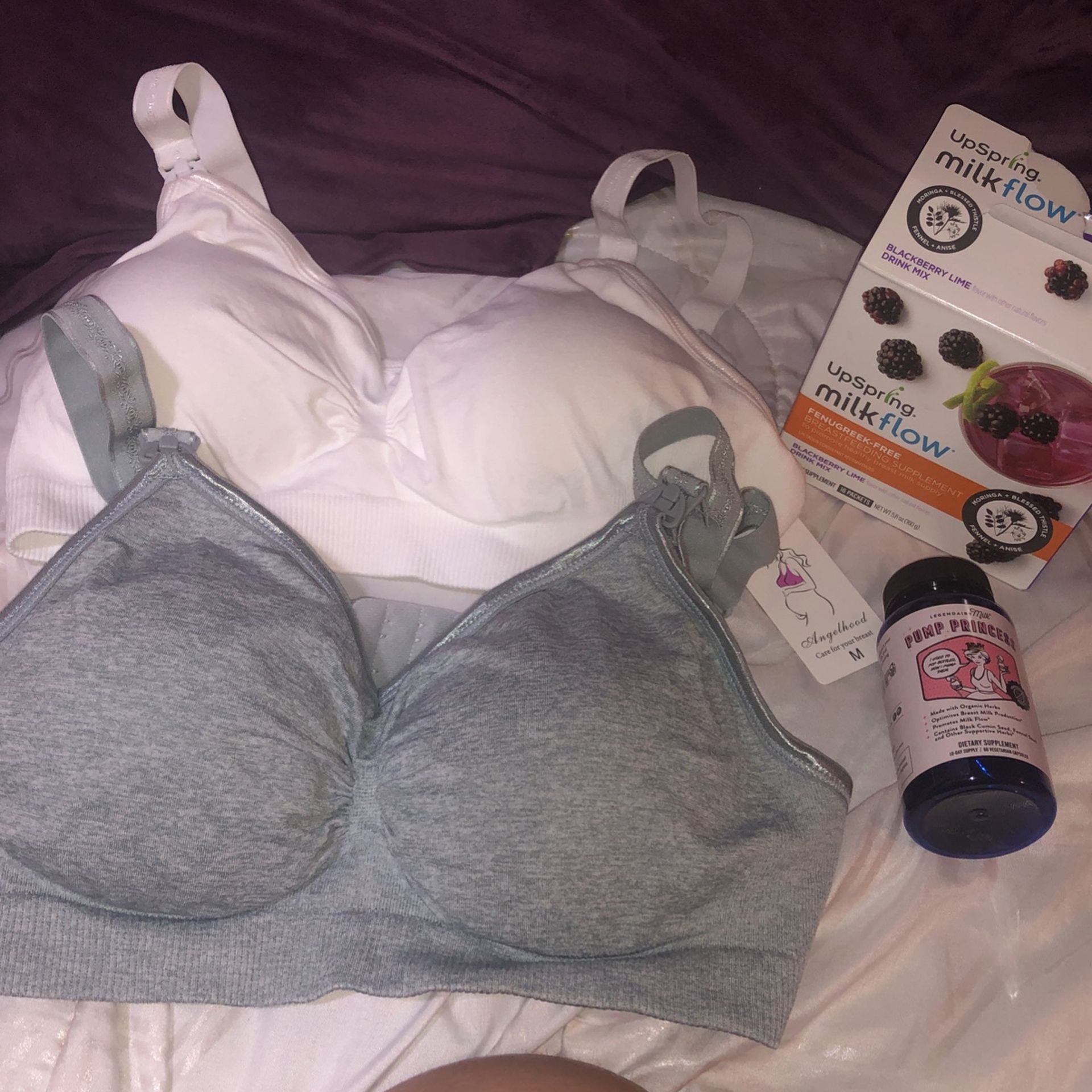 Nursing Bra With Drink Mix And Pills. For Breast Milk Productio  