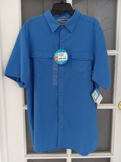 Columbia Omni-Shade Short Sleeve Shirt - Size: LARGE - Outdoor Fishing Men’s - UPF 40 - Color: BLUE - NWT - BRAND NEW 