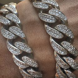 14K Cuban Link Chain with Diamonds