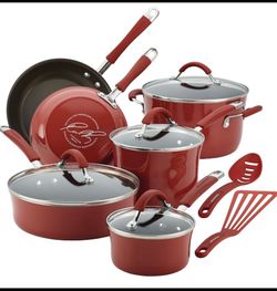New Other Cucina 12-Piece Non Cookware Pots and Pans Set, Cranberry Red