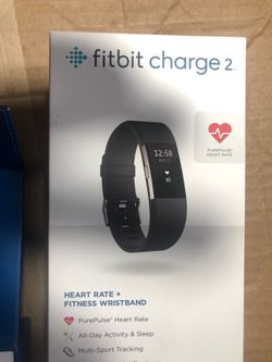 Fitbit charge 2 heart rate + fitness wristband black large opened box