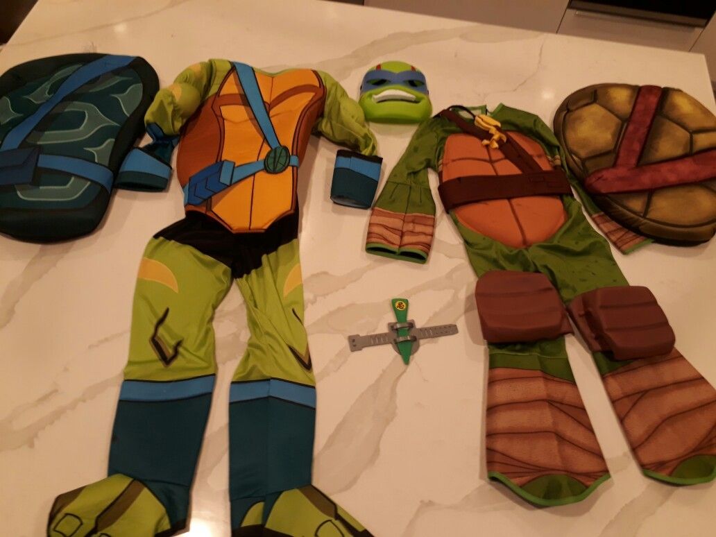 Teenage Mutant Ninja Turtle Costumes Size Small , Mask & Weapon - take all for $8