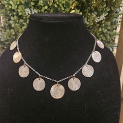 Silver Hammered Iron (9 Charm) Necklace