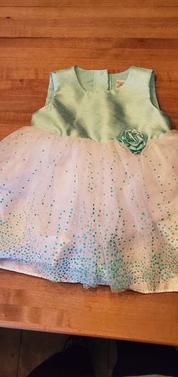 18 month green and white dress