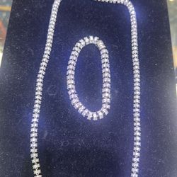 Brand New Necklace And Bracelet Two Pieces Set 925 Silver
