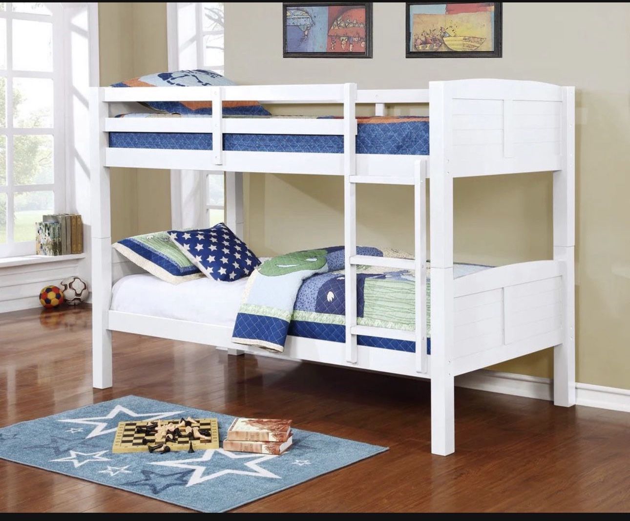 New In Box White Twin Size Bunk Bed, With 2 Mattress, We Can Deliver. Litera Con Colchones.