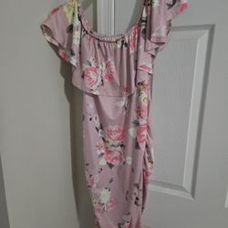 Maternity Pink Flower Dress 