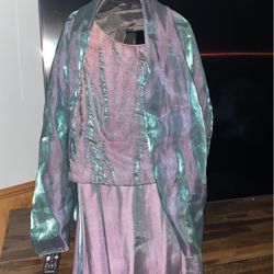 Dress With Shawl Purple Mauve Metallic 
