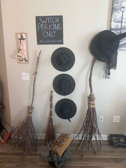 Witch parking Halloween decorations