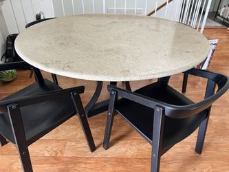 Marble Top Table And Wood Chairs
