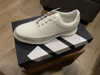 Adidas Men's White Leather Golf-Style Sneaker