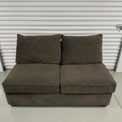 Modern Armless Loveseat in Dark Grayish Brown 