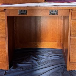 Wooden Desk, Filing Cabinet and Swivel Chair