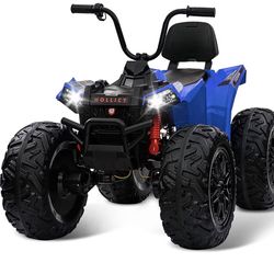 Kids ATV, GAOMON 24V Ride On Car 4WD Quad Electric Vehicle, 4x80W Powerful Engine, With 7AHx2 Large Battery, Accelerator Handle, EVA Tires, LED Light,