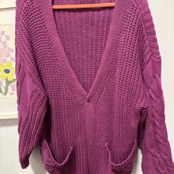 Oversize Cardigan, cable knit  Size M/L
