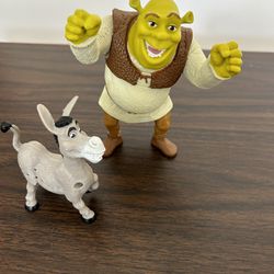 2007 Mcd Happy Meal Toy Action Figure Shrek, And Donkey 5.5” Talking