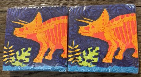 2 Packages Dinosaur Dig Beverage Napkins New
