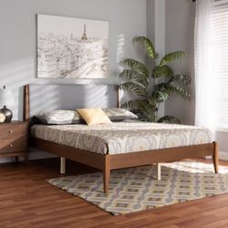 Full Size Solid Wood Mid Century Modern Platform Bed - No Boxspring Needed! 