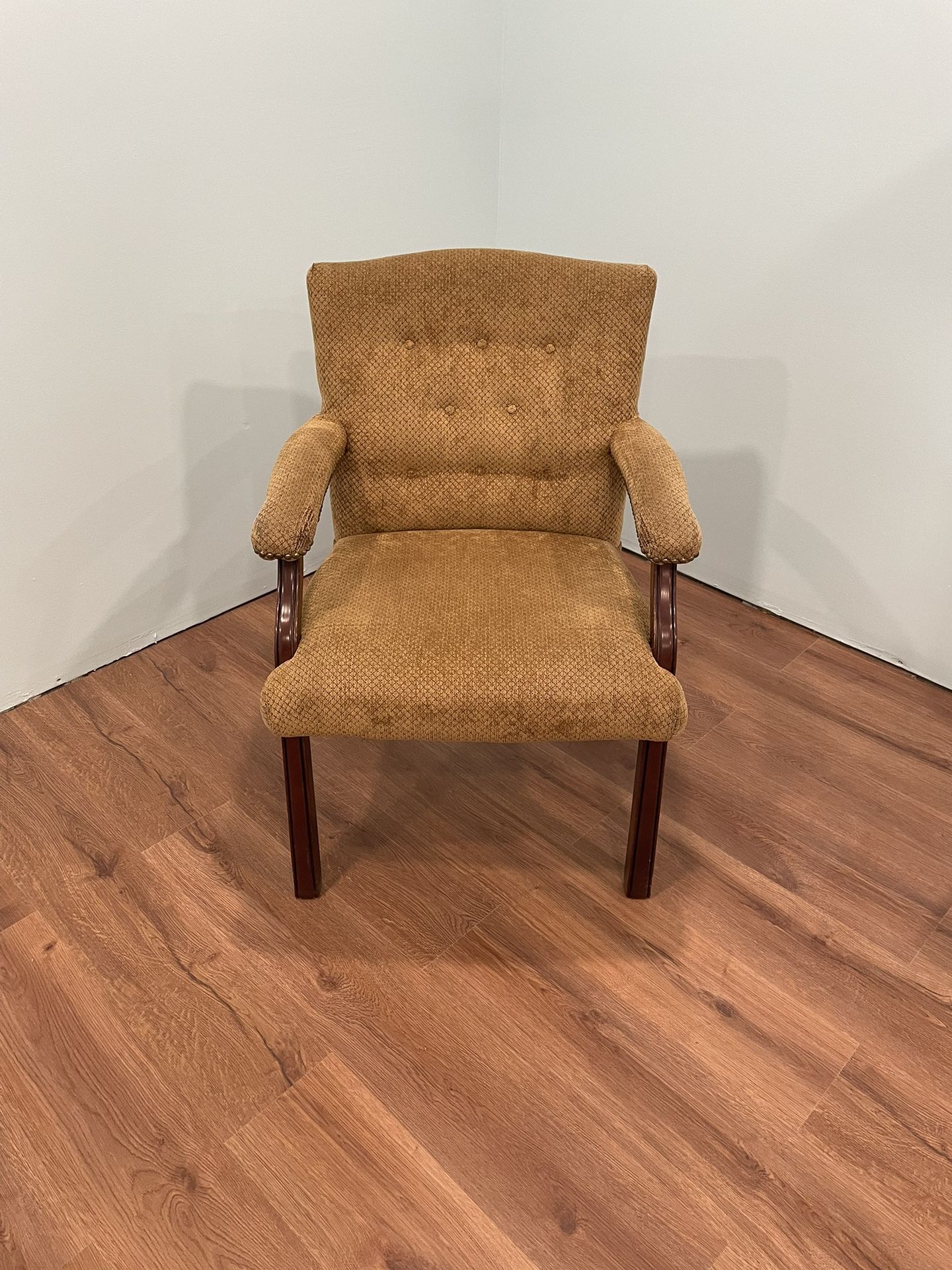 Comfortable Wood And Fabric Armchair