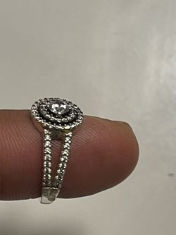 Sterling Silver Double Halo Ring Size 6.5 $125/obo