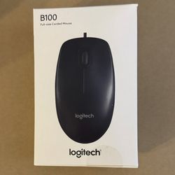 New Black Logitech Wired USB Mouse