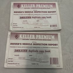 Keller Premium Driver's Vehicle Inspection Report (DVIR) book. Carbonless black image pages.