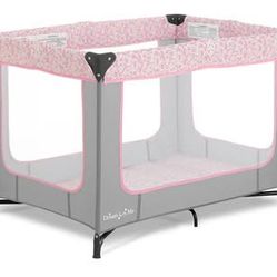 Dream On Me Zodiak Baby Playard, Breathable Mesh Sides, Quick & Easy to Fold Gray & Pink