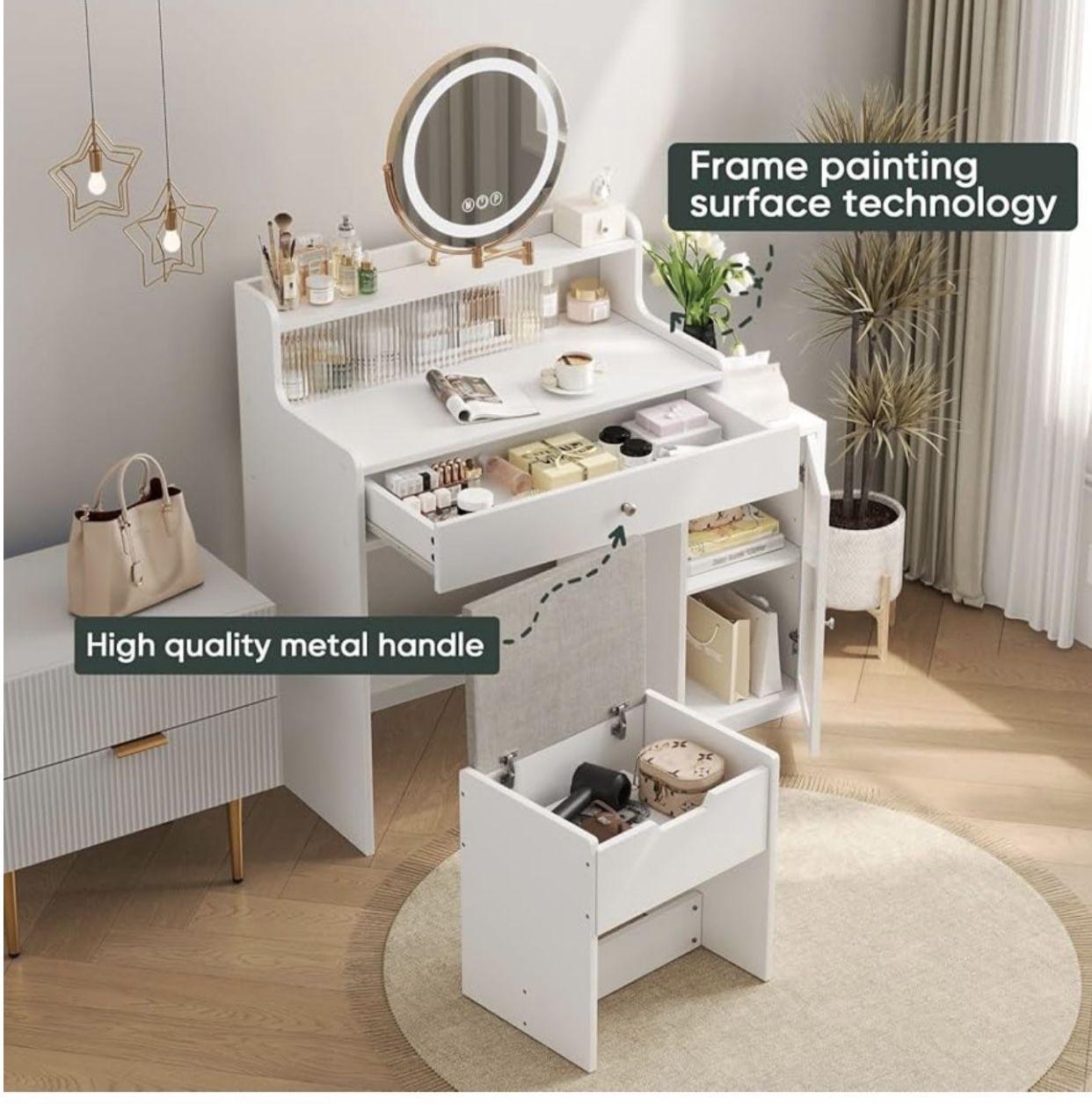 Vanity with Storage chair