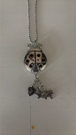 Silver Ladybug Charm Necklace