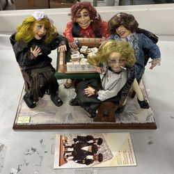 Vintage Magda Watts Israel Hand Made Sculpture 4 Ladies Playing Mahjong  
