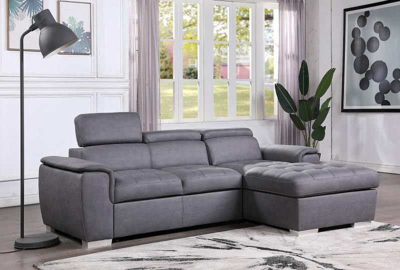 🦠39 DOWN 🦠Diego Gray Sectional with Pull-out Bed