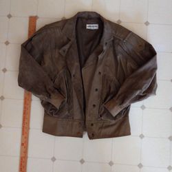 Women's Vtg. 80's Split End Ltd. Bomber Style Jacket, Brown, Size 5/6