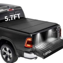 Ram 1500 5.7FT Hard Tri-Fold Tonneau Cover Fits 2009-2025 Classic & New) Fleetside 67.4Inch Truck Bed W/O Ram Box