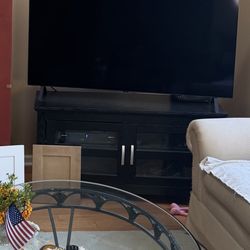 Black TV Cabinet With Glass Doors 
