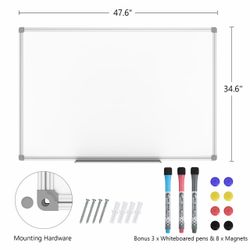 Brand New Lockways White Board Dry Erase Board 48 x 36 Inch, Magnetic Whiteboard