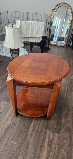 Round Wooden Side Table $60
