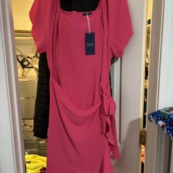 Bright Pink Dress Bnw With Tags On And Black Flowers Dress 