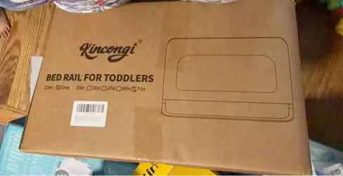 New In box Bed Rail for Toddlers, 71 Inch Swing Down Toddler Bed Rails with Wider U-Shape Base