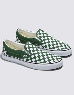 Vans Classic Slip-On Checkerboard Sneakers Green/White Men Size 8 Women 9.5 New