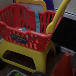 Kids Shopping Cart And Food Items