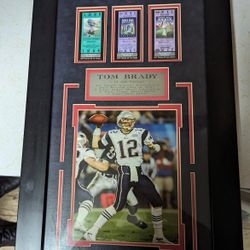 Superbowl XXXVIII Sealed Tickets - Tom Brady Framed Wall Peice