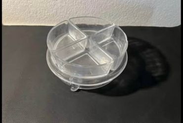 Vintage Clear Glass 5-Piece Divided Relish Tray with Footed Base