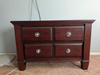 2 drawer brown wood dresser