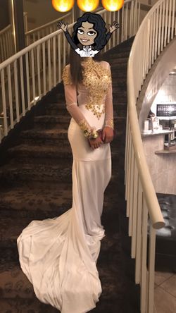 Prom dress white and gold