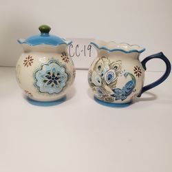 Dutch Wax Peacock Sugar and Creamer Set