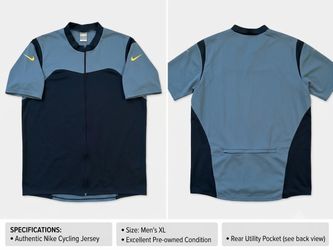 Vintage Nike Men's XL (Fitted) Bike Full Zip T-Shirt Cycling Jersey Exercise