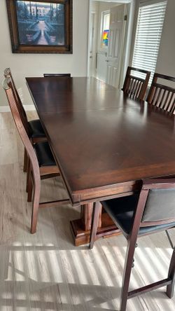 Solid Wood Dining Table + 6 Chairs - Extends to 96"