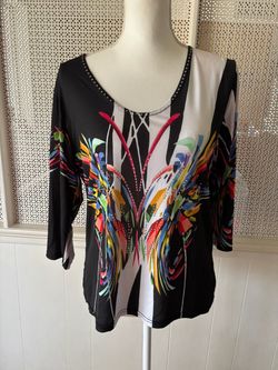Women’s Valentina Beaded Abstract Print Top
